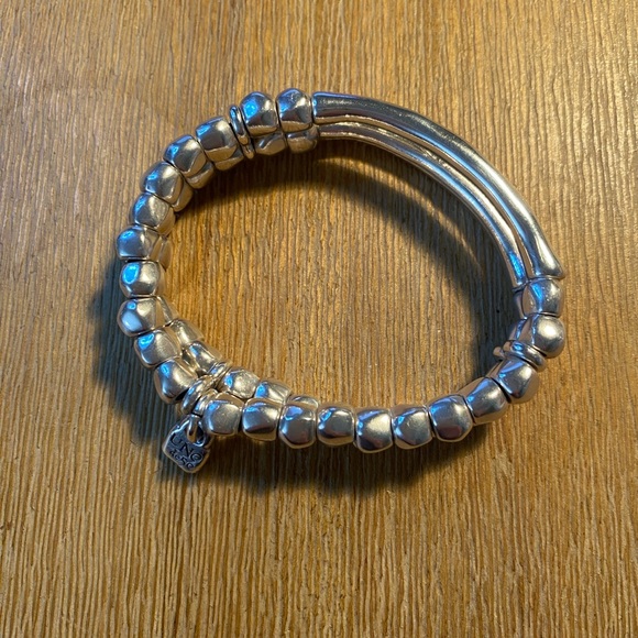 UNO de 50 Double Strand Silver Beaded Bracelet with Tubular pieces - Picture 2 of 4